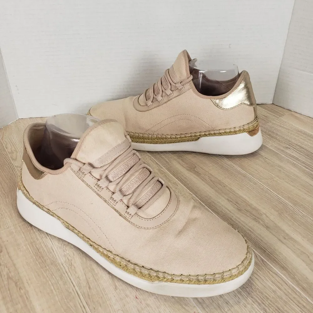Michael Kors Finch Light Pink Canvas Leather Lace‑Up Sneakers Women’s 10M
